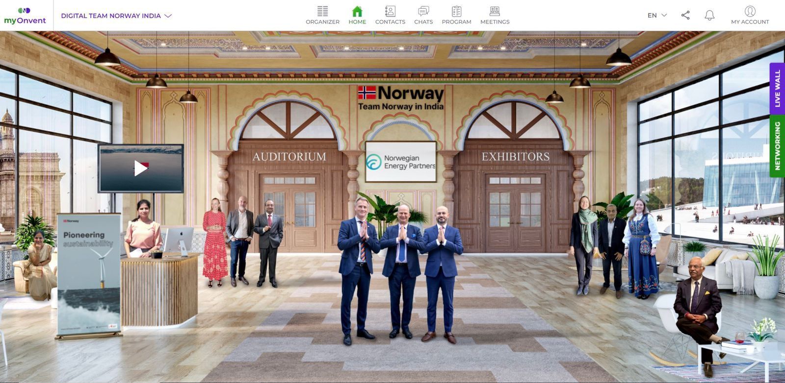 Lobby showing custom design for the Team Norway India project